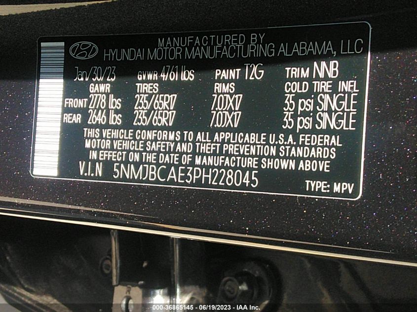 2023 HYUNDAI TUCSON SEL - 5NMJBCAE3PH228045