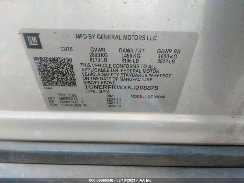 2019 CHEVROLET TRAVERSE LS - 1GNERFKWXKJ208875