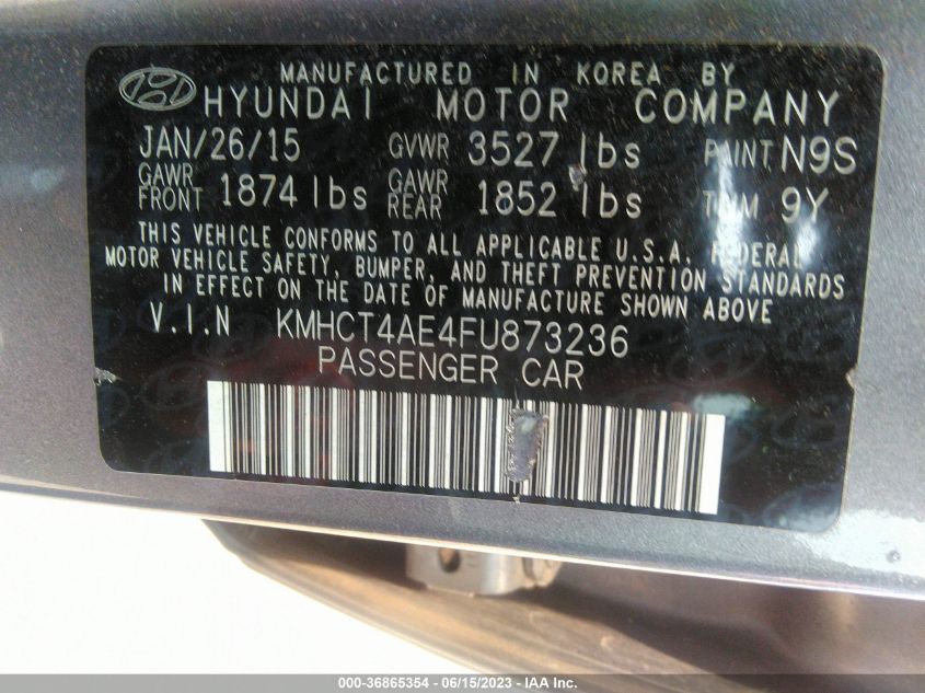 2015 HYUNDAI ACCENT GLS - KMHCT4AE4FU873236