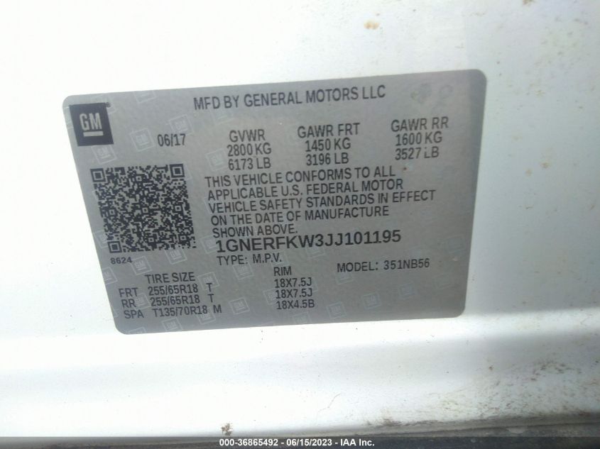 2018 CHEVROLET TRAVERSE LS - 1GNERFKW3JJ101195