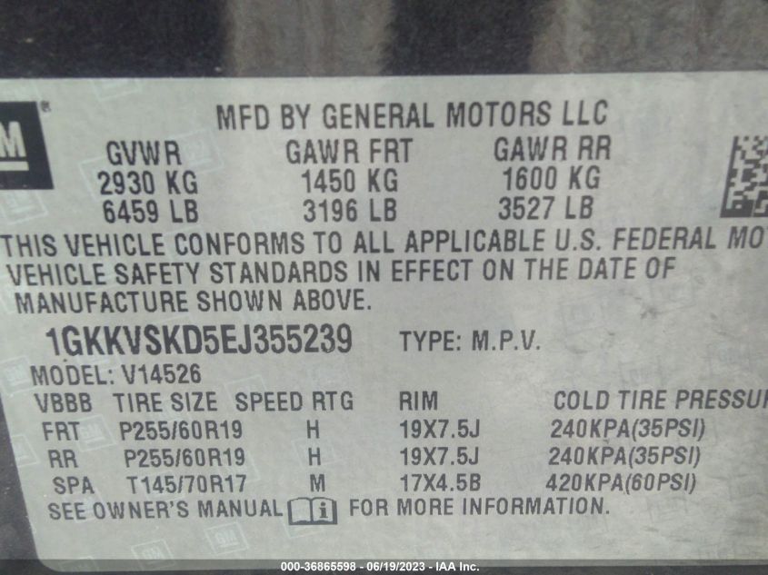 2014 GMC ACADIA SLT-2 - 1GKKVSKD5EJ355239