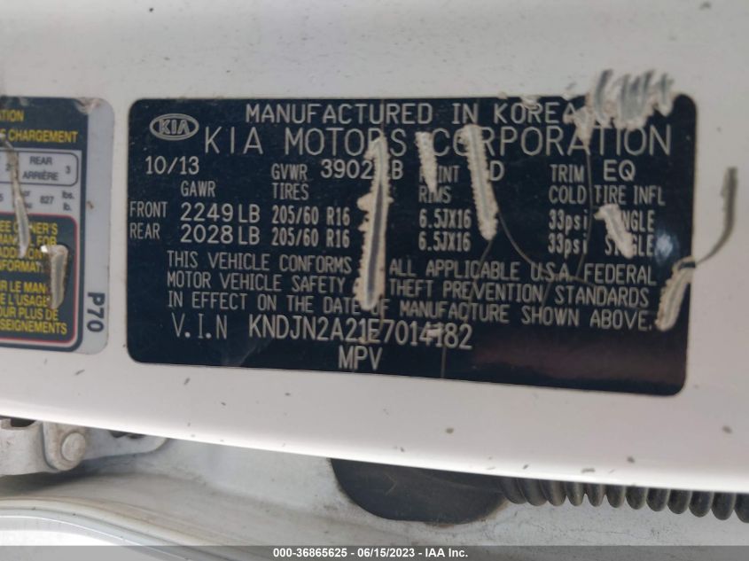 2014 KIA SOUL BASE - KNDJN2A21E7014182