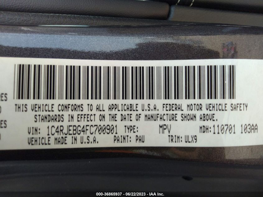 2015 JEEP GRAND CHEROKEE LIMITED - 1C4RJEBG4FC700901