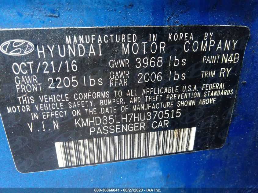 2017 HYUNDAI ELANTRA GT - KMHD35LH7HU370515
