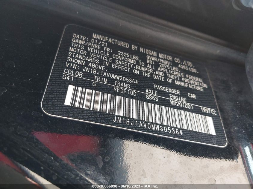 2021 NISSAN ROGUE SPORT S - JN1BJ1AV0MW305364