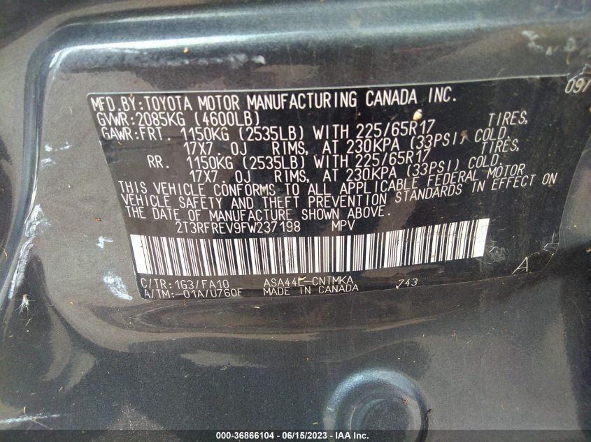 2015 TOYOTA RAV4 XLE - 2T3RFREV9FW237198