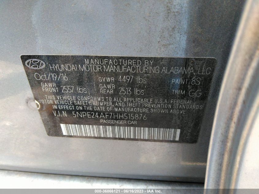 2017 HYUNDAI SONATA SE - 5NPE24AF7HH515876