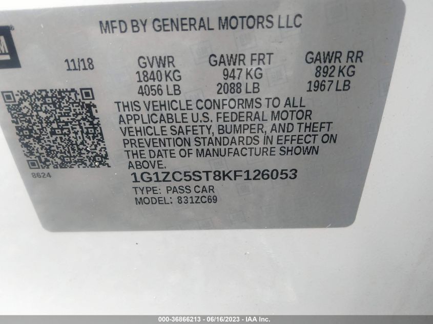 2019 CHEVROLET MALIBU LS - 1G1ZC5ST8KF126053