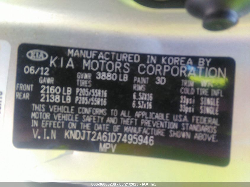2013 KIA SOUL + - KNDJT2A61D7495946