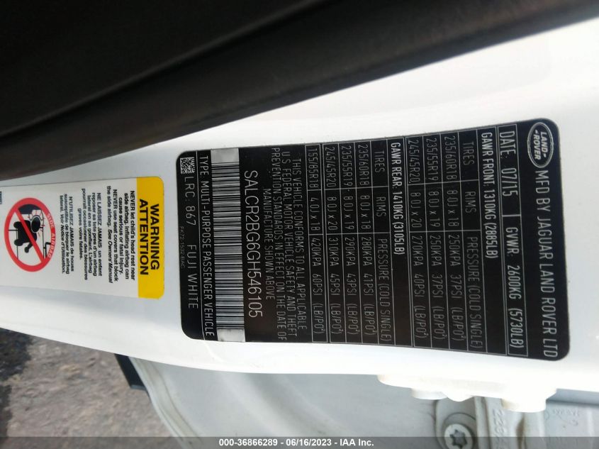 2016 LAND ROVER DISCOVERY SPORT HSE - SALCR2BG6GH546105