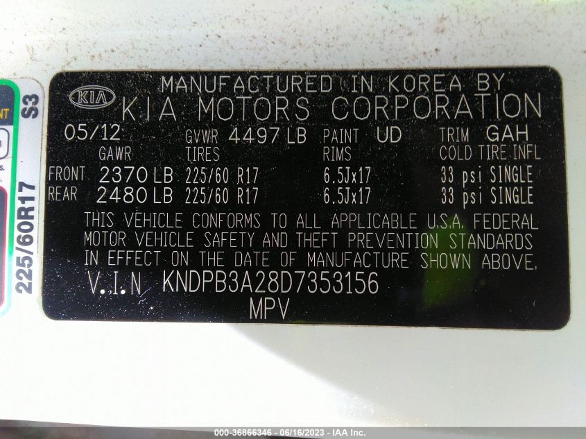 2013 KIA SPORTAGE LX - KNDPB3A28D7353156