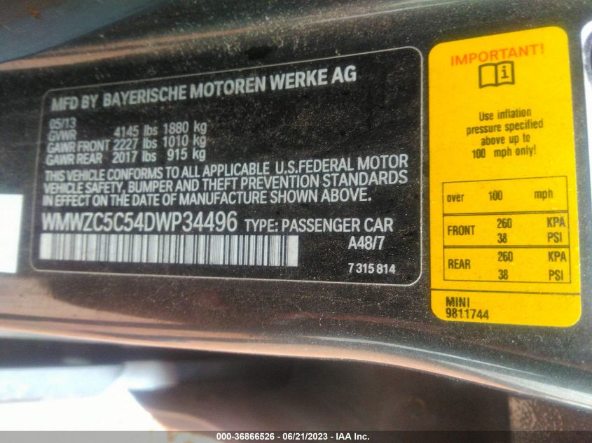 2013 MINI COOPER COUNTRYMAN S ALL4 - WMWZC5C54DWP34496
