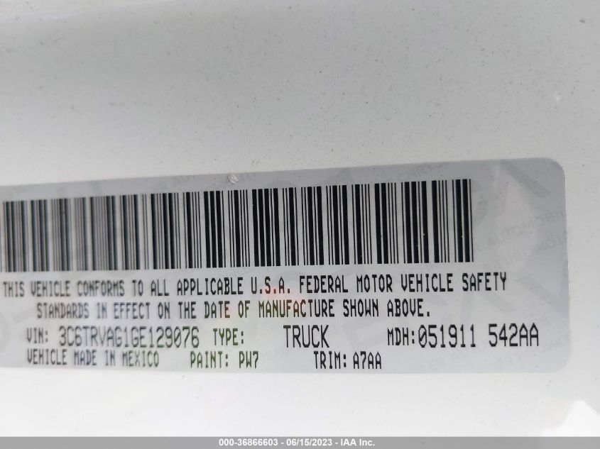 2016 RAM PROMASTER CARGO VAN - 3C6TRVAG1GE129076
