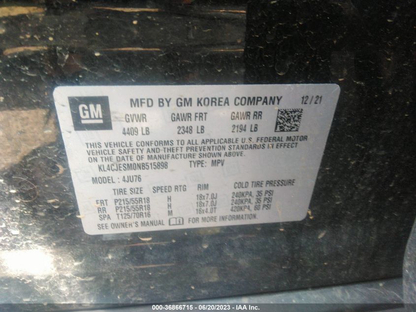 2022 BUICK ENCORE PREFERRED - KL4CJESM0NB515898