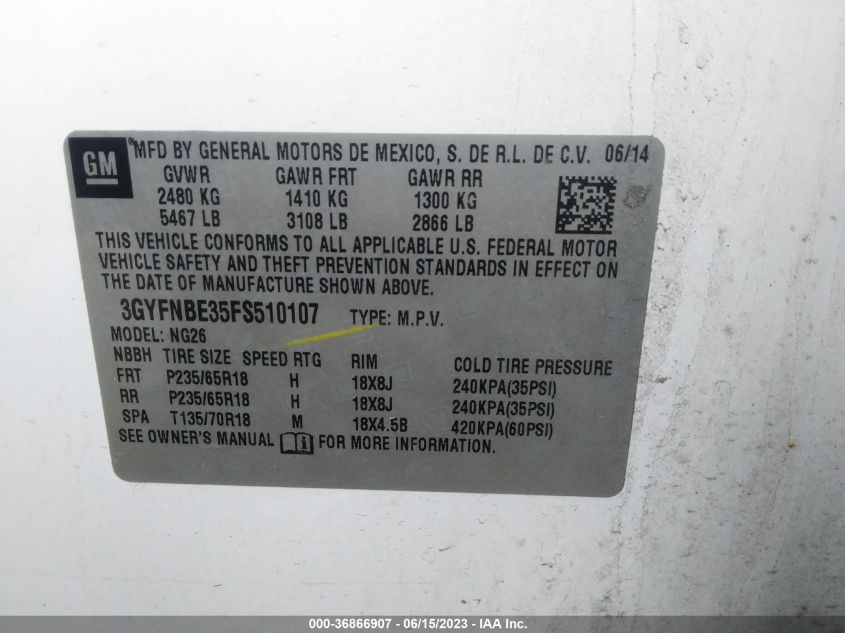 2015 CADILLAC SRX LUXURY COLLECTION - 3GYFNBE35FS510107