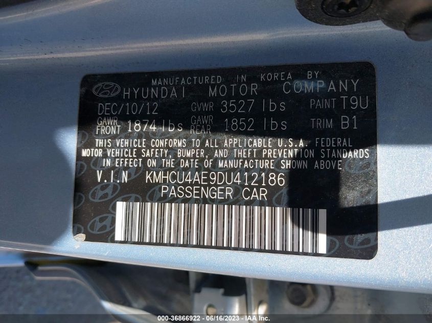 2013 HYUNDAI ACCENT GLS - KMHCU4AE9DU412186