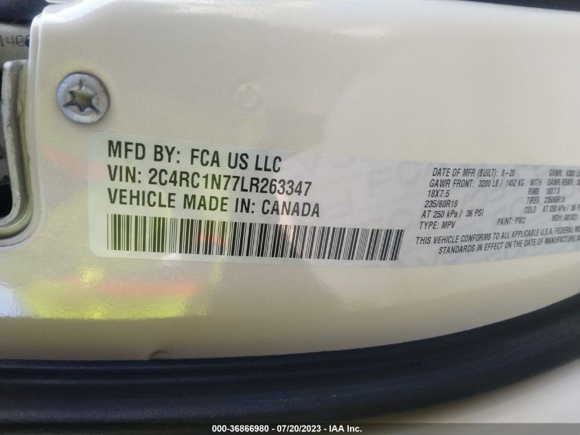 2020 CHRYSLER PACIFICA HYBRID LIMITED - 2C4RC1N77LR263347