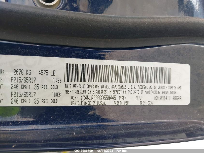 2016 JEEP PATRIOT SPORT - 1C4NJRBB8GD558445