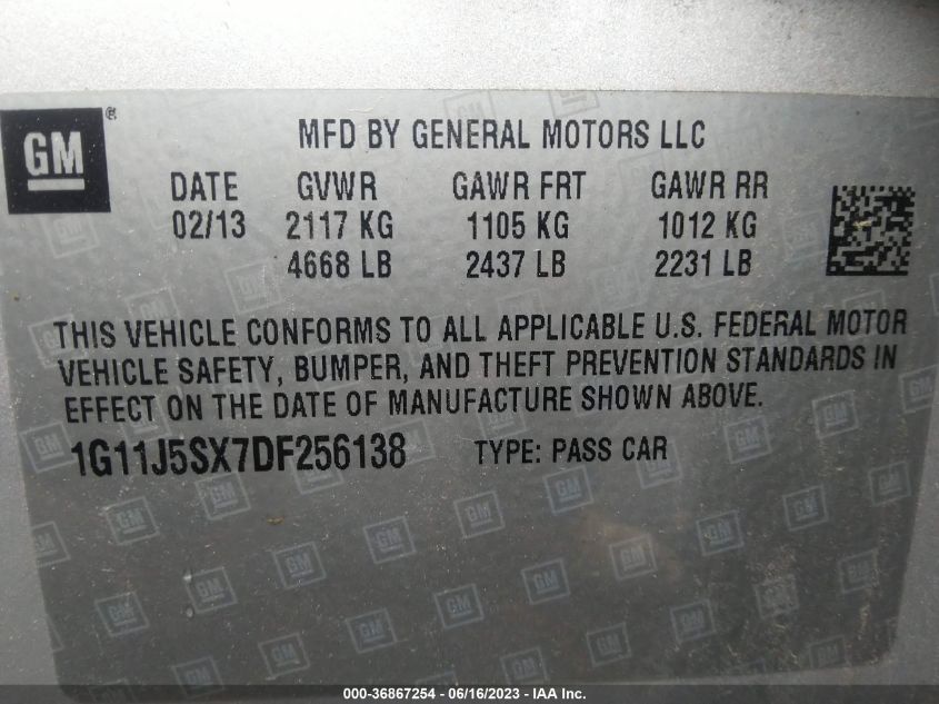 2013 CHEVROLET MALIBU LTZ - 1G11J5SX7DF256138