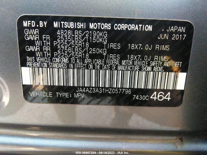 2017 MITSUBISHI OUTLANDER SE/SEL - JA4AZ3A31HZ057796