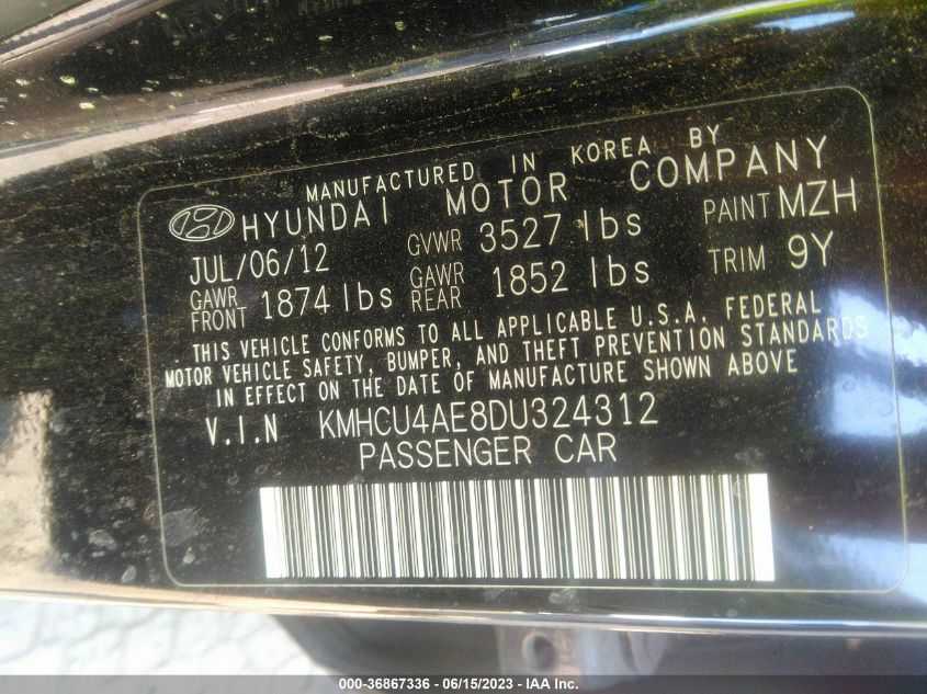 2013 HYUNDAI ACCENT GLS - KMHCU4AE8DU324312