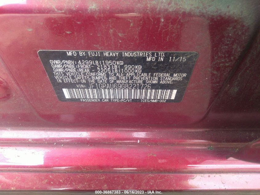 2016 SUBARU IMPREZA WAGON 2.0I SPORT LIMITED - JF1GPAU69G8221726