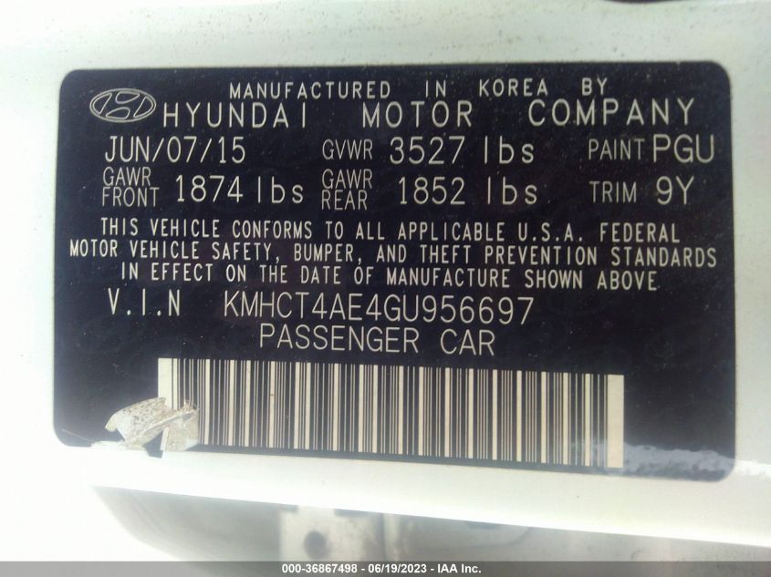 2016 HYUNDAI ACCENT SE - KMHCT4AE4GU956697