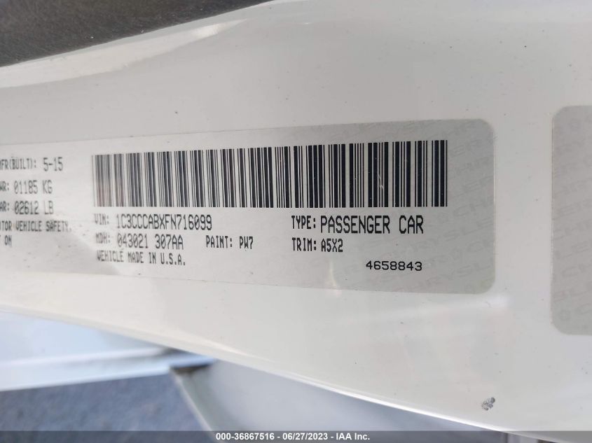 2015 CHRYSLER 200 LIMITED - 1C3CCCABXFN716099