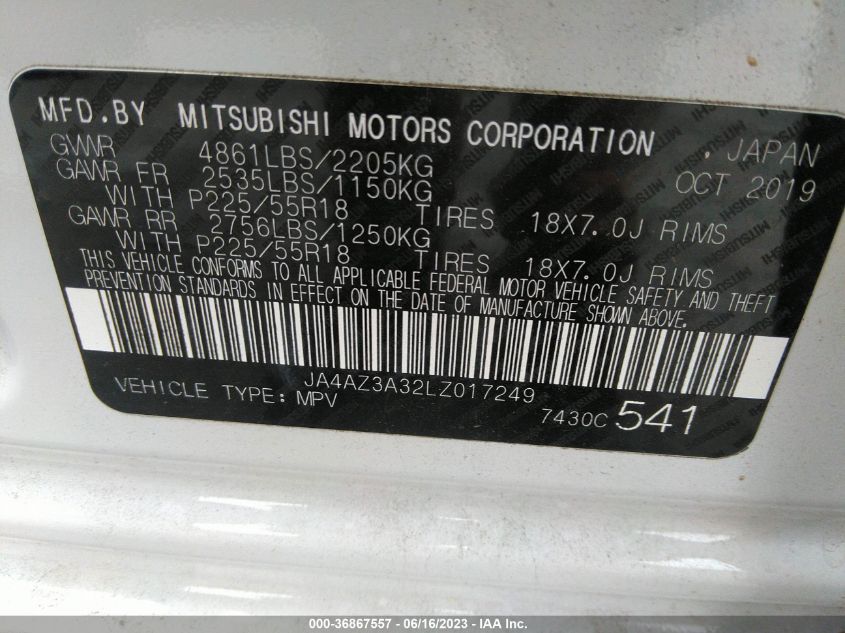 2020 MITSUBISHI OUTLANDER ES/SE/SEL/LE/SP - JA4AZ3A32LZ017249