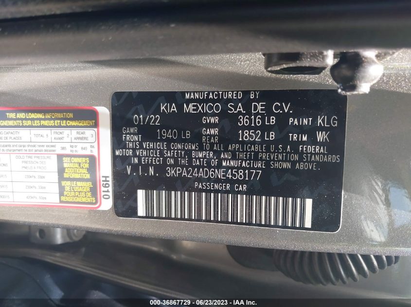 2022 KIA RIO S - 3KPA24AD6NE458177