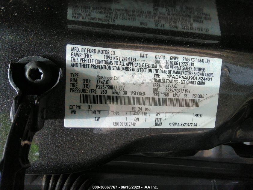 2013 FORD C-MAX HYBRID SE - 1FADP5AU9DL524401