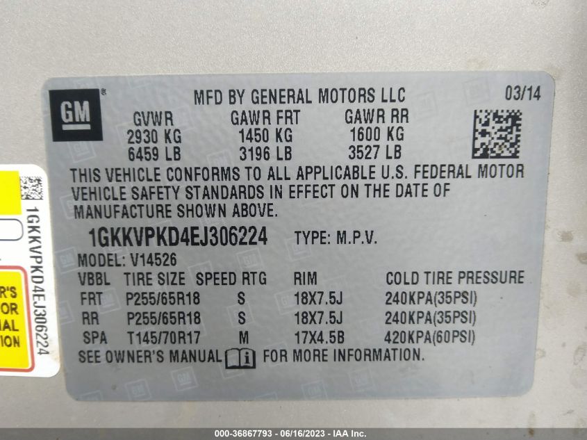 2014 GMC ACADIA SLE - 1GKKVPKD4EJ306224