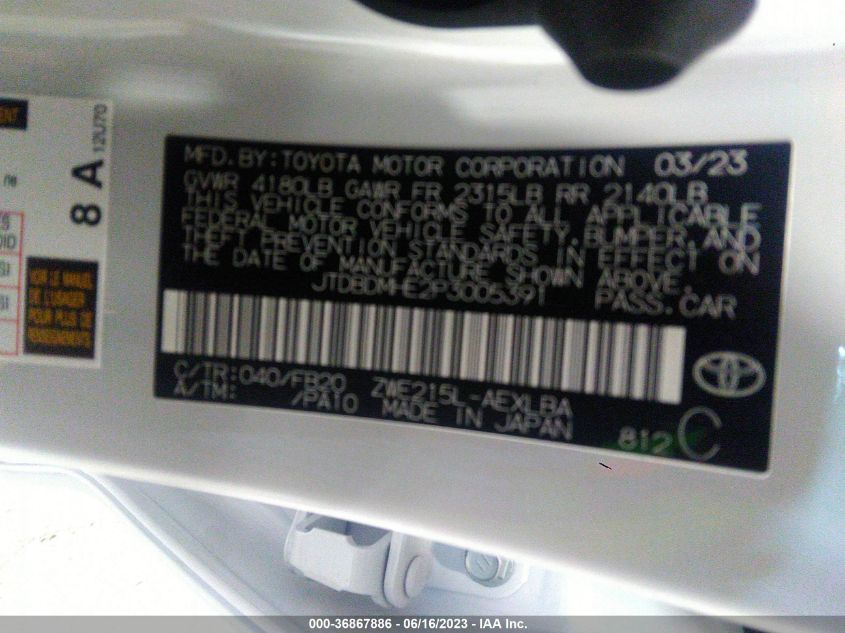 2023 TOYOTA COROLLA LE/SE - JTDBDMHE2P3005391