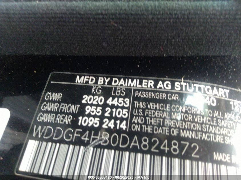 2013 MERCEDES-BENZ C-CLASS C 250 - WDDGF4HB0DA824872