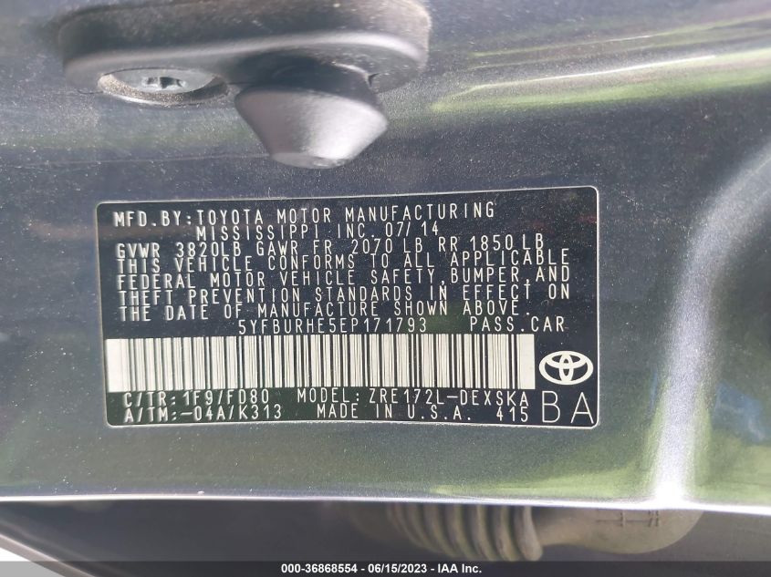 2014 TOYOTA COROLLA S - 5YFBURHE5EP171793