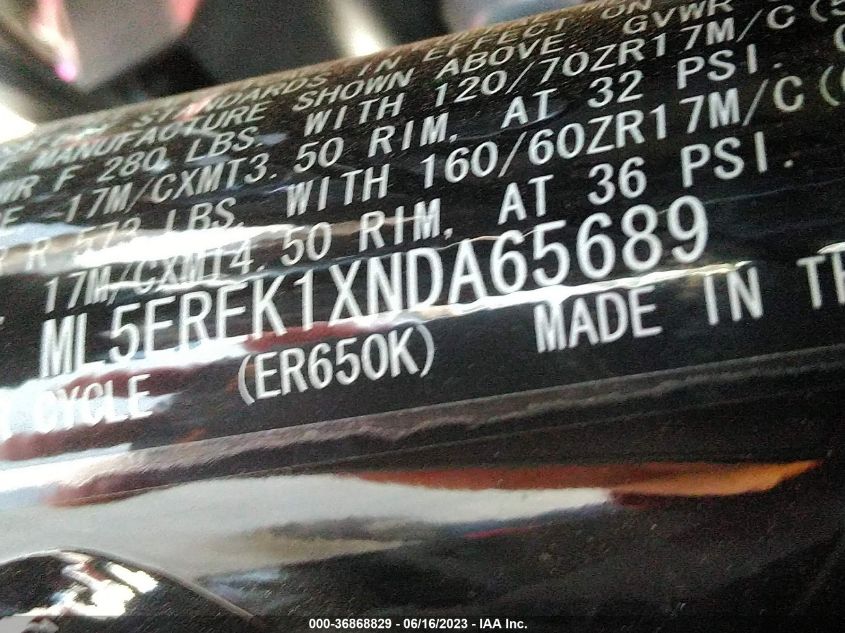 2022 KAWASAKI ER650 K ML5EREK1XNDA65689