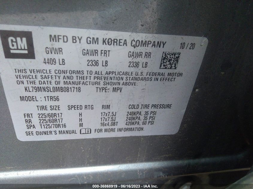 2021 CHEVROLET TRAILBLAZER LS - KL79MNSL0MB081718