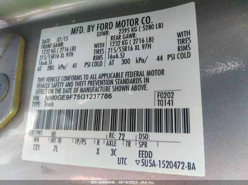 2016 FORD TRANSIT CONNECT WAGON XLT - NM0GE9F75G1237786