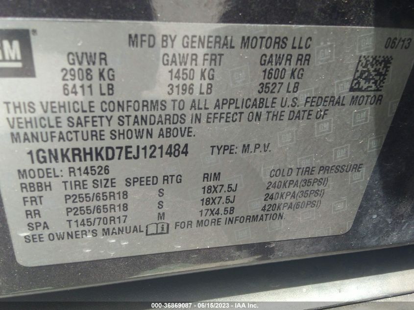 2014 CHEVROLET TRAVERSE LT - 1GNKRHKD7EJ121484