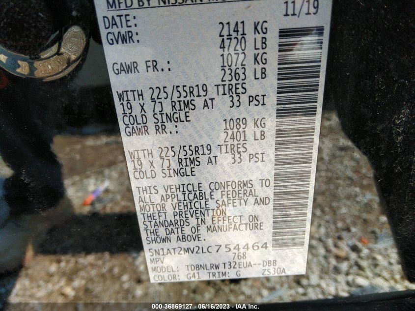2020 NISSAN ROGUE SL - 5N1AT2MV2LC754464