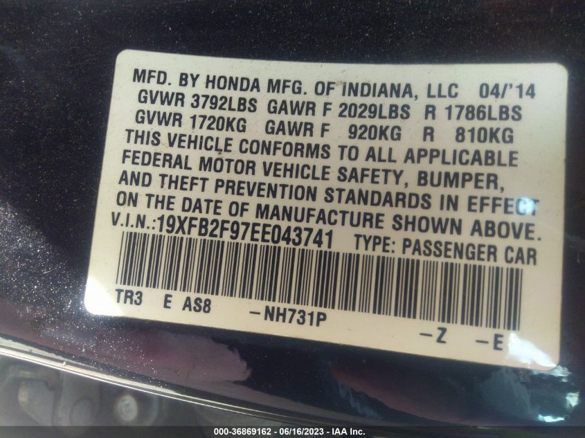 2014 HONDA CIVIC SEDAN EX-L - 19XFB2F97EE043741