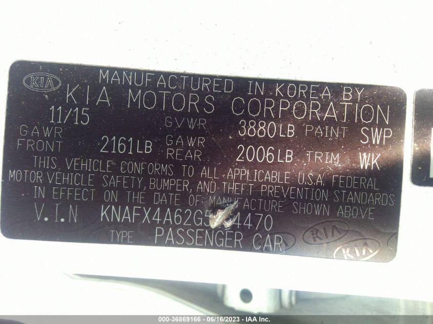 2016 KIA FORTE LX - KNAFX4A62G5564470