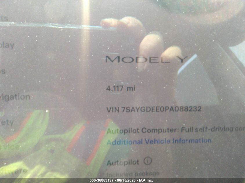 2023 TESLA MODEL Y - 7SAYGDEEOPA088232
