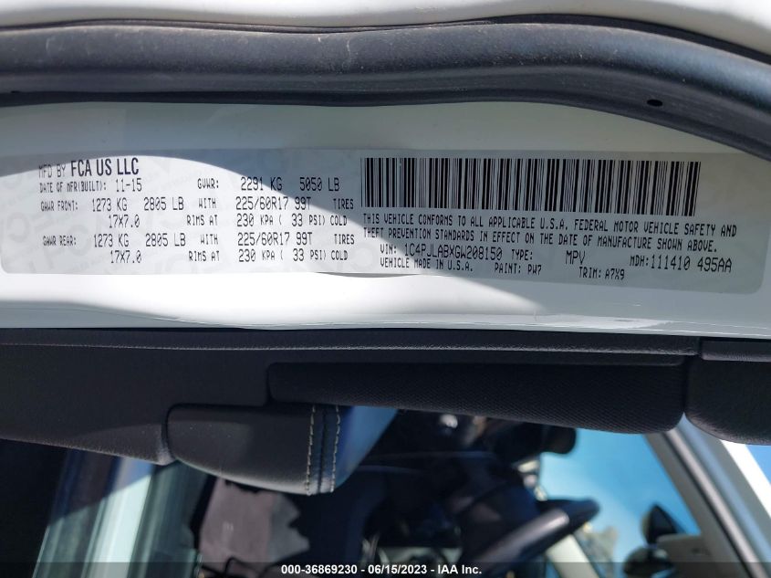 2016 JEEP CHEROKEE SPORT - 1C4PJLABXGW208150