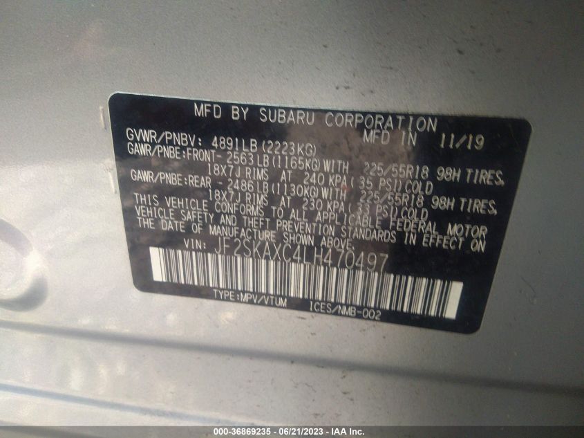 2020 SUBARU FORESTER TOURING - JF2SKAXC4LH470497