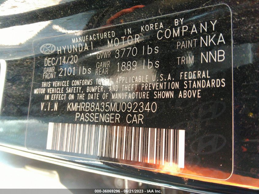 2021 HYUNDAI VENUE SE - KMHRB8A35MU092340