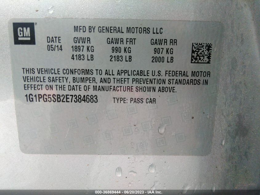 2014 CHEVROLET CRUZE LTZ - 1G1PG5SB2E7384683