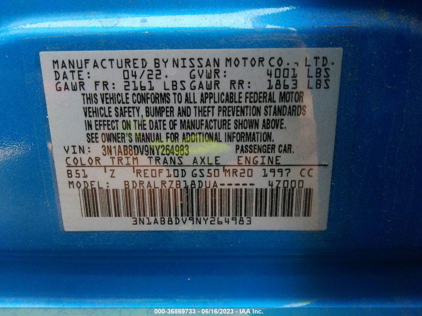 2022 NISSAN SENTRA SR - 3N1AB8DV9NY264983