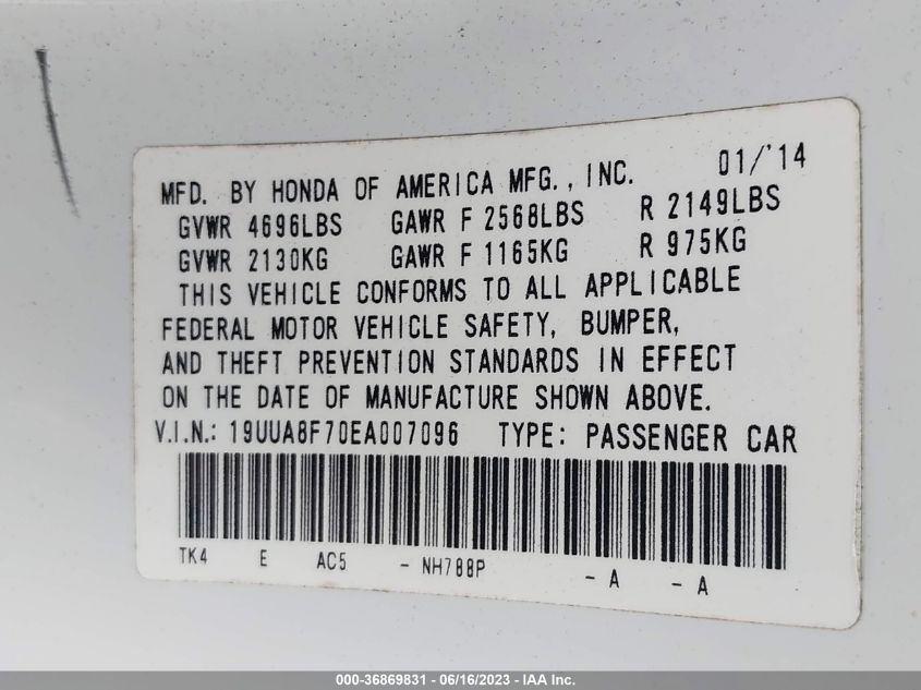 2014 ACURA TL ADVANCE - 19UUA8F70EA007096