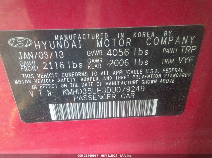 2013 HYUNDAI ELANTRA GT - KMHD35LE3DU079249